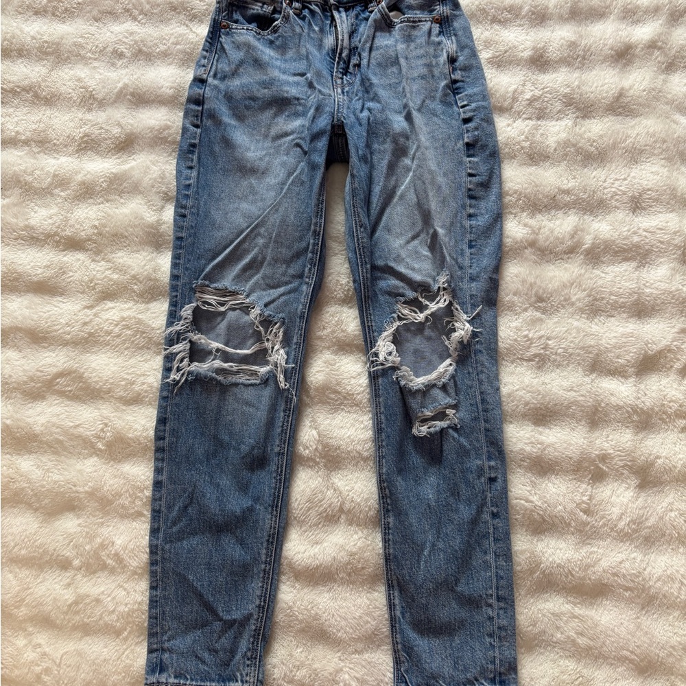 American Eagle Outfitters Ripped Blue Boyfriend Jeans